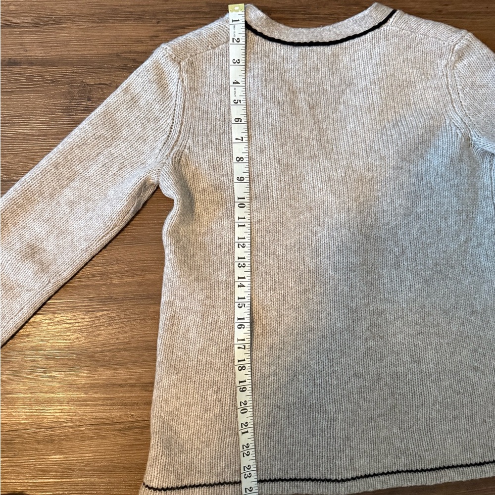 Theory Light Taupe Melange/Black Cardigan Sweater size P (XS) - Picture 6 of 13